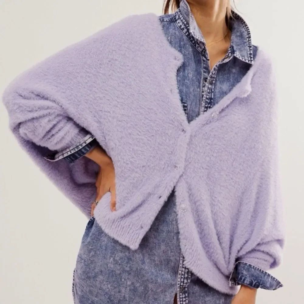Free People One Sela Cardigan in Lavender